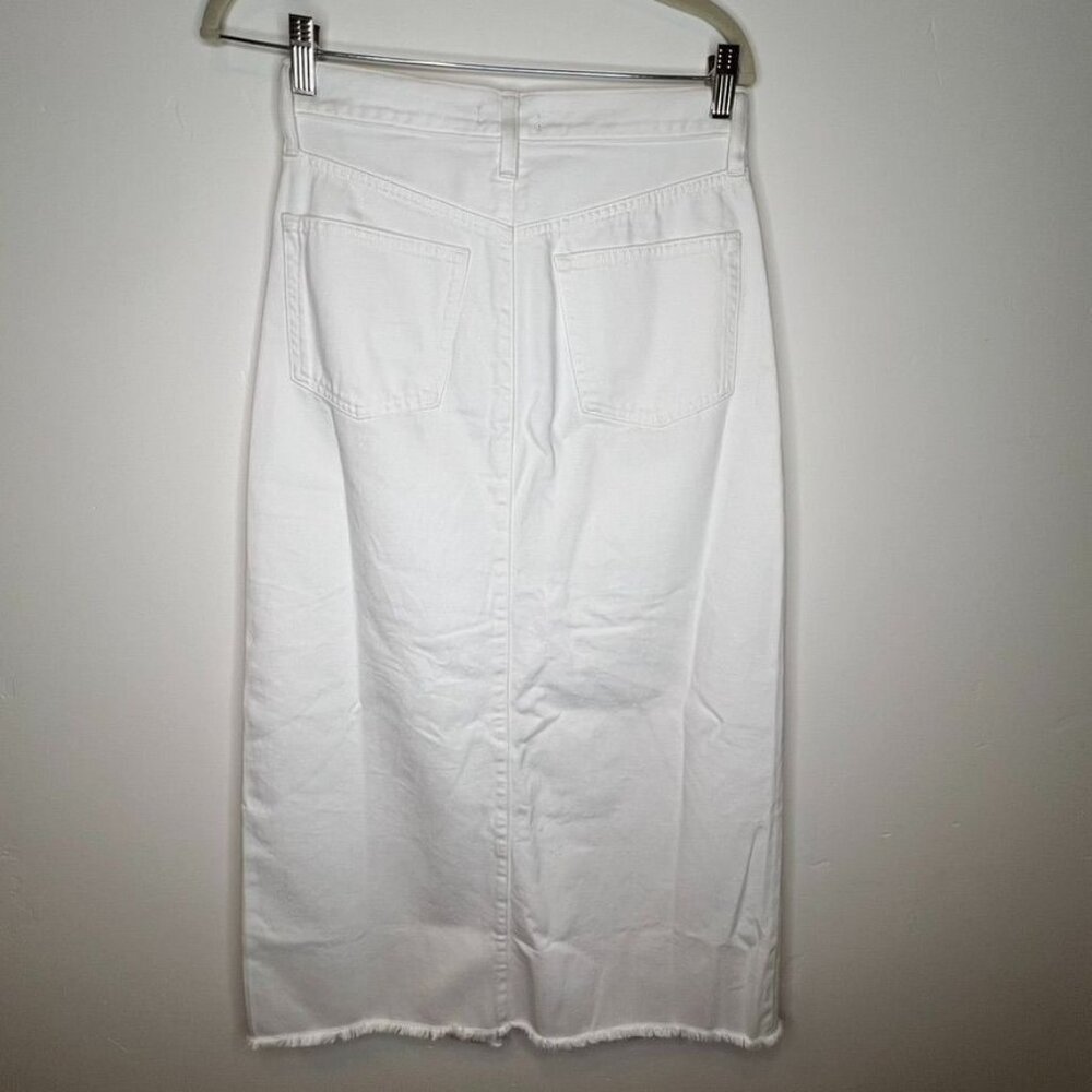 J.Crew White High-Rise Denim Maxi Skirt Frayed Hem Size 26 100% Cotton NWT - Picture 4 of 10